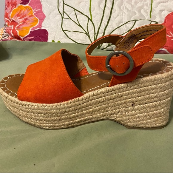 Orange Suede Platform Espadrille Sandals - Picture 5 of 5